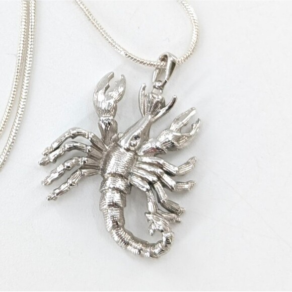 Scorpio Zodiac Horoscope Silver Scorpion Charm Pendant Necklace - Picture 4 of 5